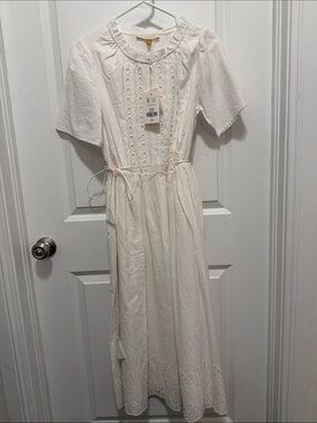 DownEast White Drawstring Maxi Dress